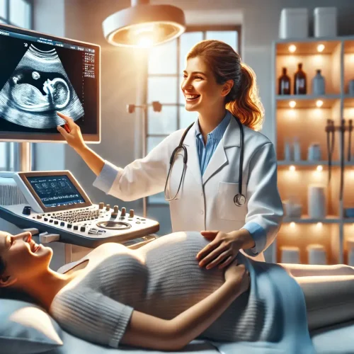 DALL·E 2024-11-27 19.38.18 - A realistic depiction of the medical specialty of Obstetrics and Gynecology. The scene is set in a modern, bright, and clean hospital room with advanc